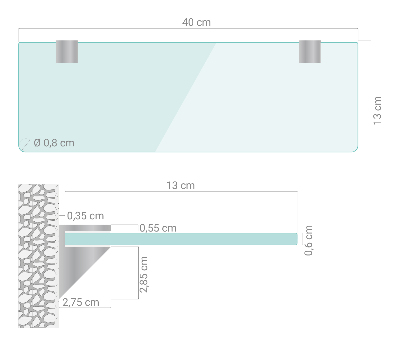 Sklenená zavesná polička do kúpeľne transparentná