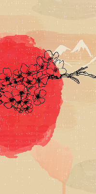 Roleta na okno Kvety v červenom kruhu