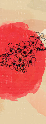 Roleta na okno Kvety v červenom kruhu