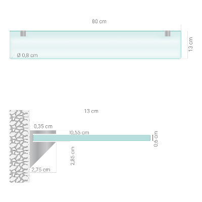 Polopriehľadná zavesná polička do kúpeľne