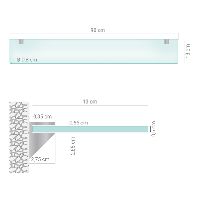 Polopriehľadná zavesná polička do kúpeľne