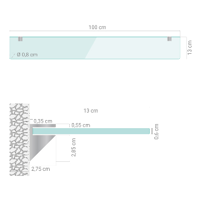 Polopriehľadná zavesná polička do kúpeľne
