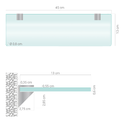 Polopriehľadná zavesná polička do kúpeľne