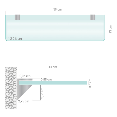Polopriehľadná zavesná polička do kúpeľne