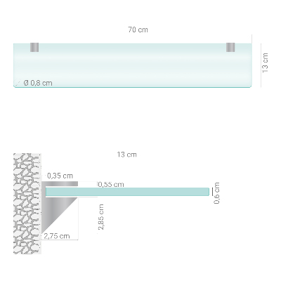 Polopriehľadná zavesná polička do kúpeľne