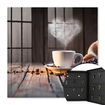 Kávové srdiečko na stole