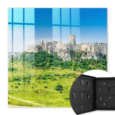 Kamenný hrad s modrou oblohou