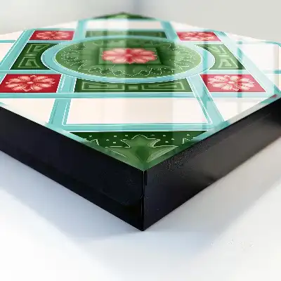 Kvetinová geometria červená modrá