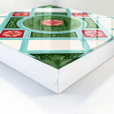 Kvetinová geometria červená modrá