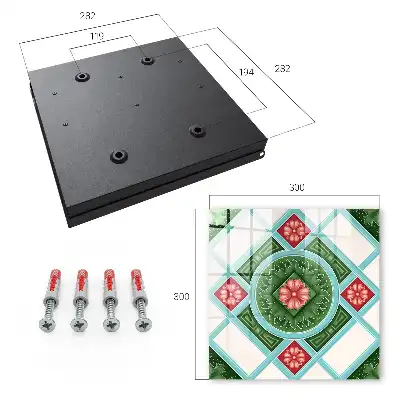 Kvetinová geometria červená modrá
