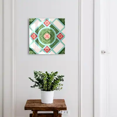 Kvetinová geometria červená modrá