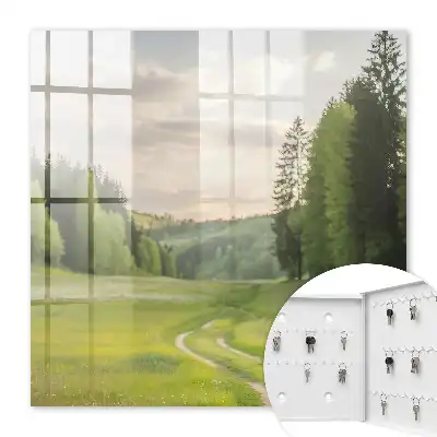 Idylická krajina s poľami a lesmi