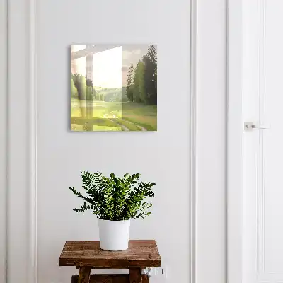 Idylická krajina s poľami a lesmi