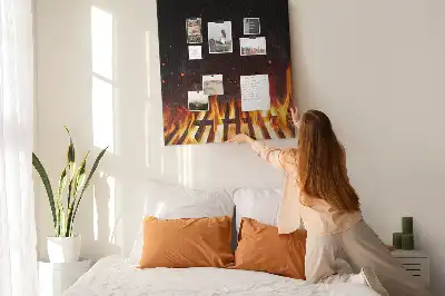 Korková nástenka Plamene grilu