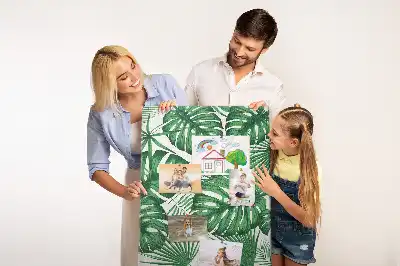 Korková tabuľa so vzorom zelených listov monstery