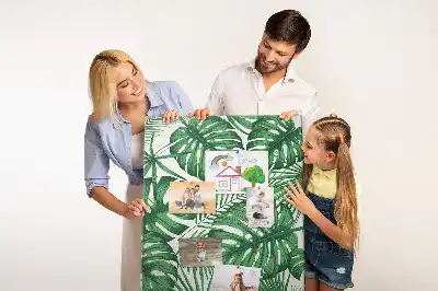 Korková tabuľa so vzorom zelených listov monstery