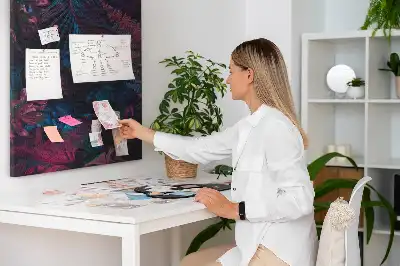 Korková tabuľa s motívom listov exotických rastlín