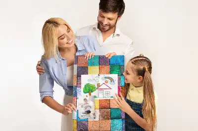 Nástenná dekorácia Farebné drevené kocky