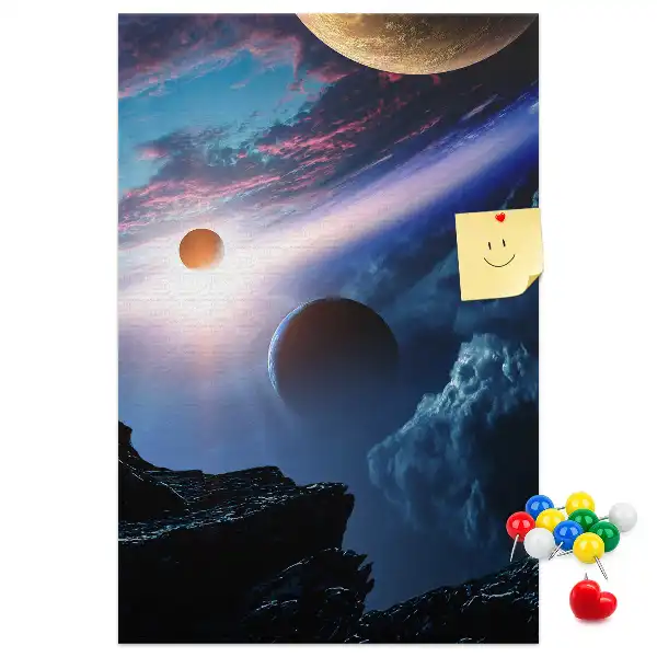 Korková tabuľa s motívom vesmírnej galaxie