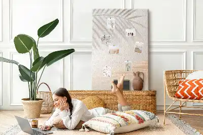 Korková nástenka s motívom tieňa palmového listu