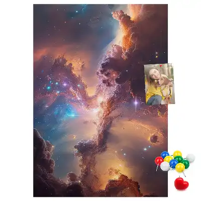 Nástenná korková nástenka s motívom vesmírnej galaxie