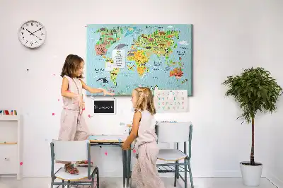 Nástenka do detskej izby Kontinenty s faunou sveta
