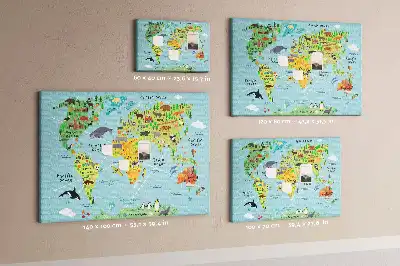 Nástenka do detskej izby Mapa sveta so zvieratami