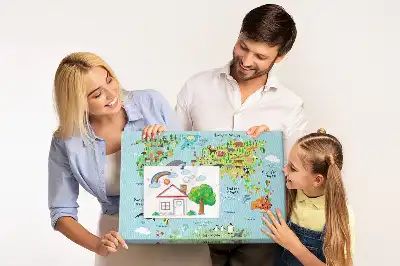 Nástenka do detskej izby Mapa sveta so zvieratami