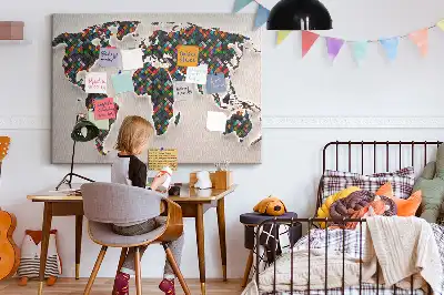 Nástenka do detskej izby Umelecká mapa kontinentov