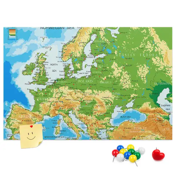 Korková nástenka s mapou sveta