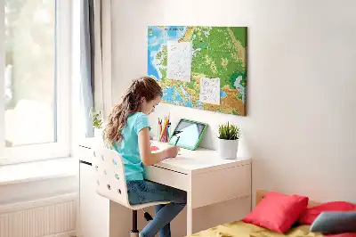 Korková nástenka Mapa sveta v geografii