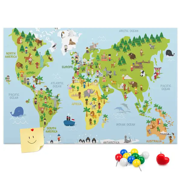 Korková nástenka Mapa sveta kultúry