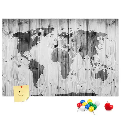 Korková nástenka Mapa sveta na drevenom podklade