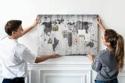 Korková nástenka Mapa sveta na drevenom podklade