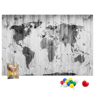 Korková nástenka Mapa sveta na drevenom podklade