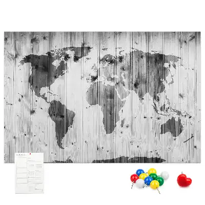 Korková nástenka Mapa sveta na drevenom podklade