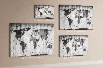 Korková nástenka Mapa sveta na drevenom podklade