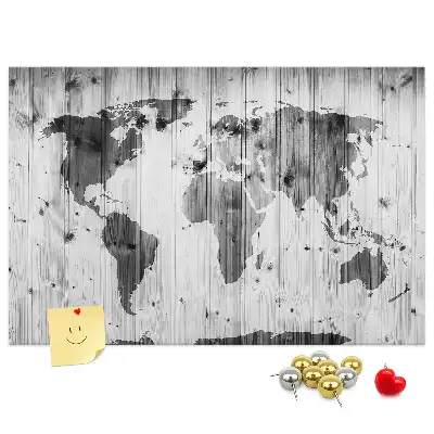 Korková nástenka Mapa sveta na drevenom podklade