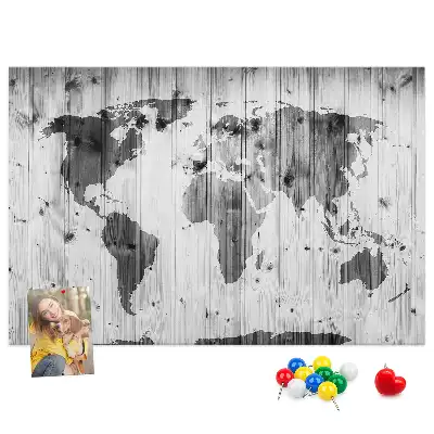 Korková nástenka Mapa sveta na drevenom podklade