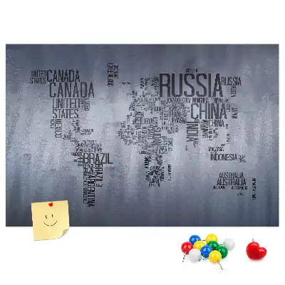 Korková nástenka Mapa sveta s titulkami