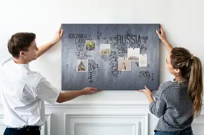 Korková nástenka Mapa sveta s titulkami