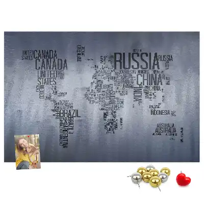 Korková nástenka Mapa sveta s titulkami