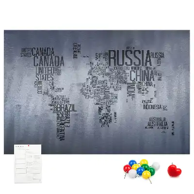Korková nástenka Mapa sveta s titulkami