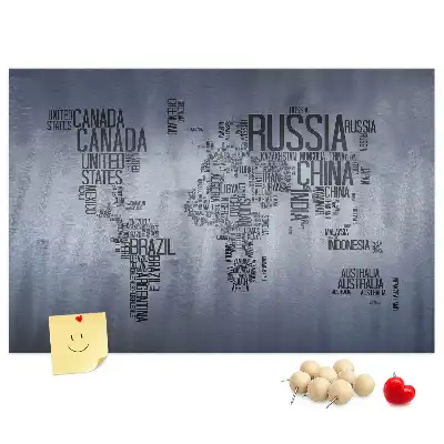 Korková nástenka Mapa sveta s titulkami