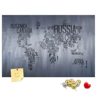 Korková nástenka Mapa sveta s titulkami