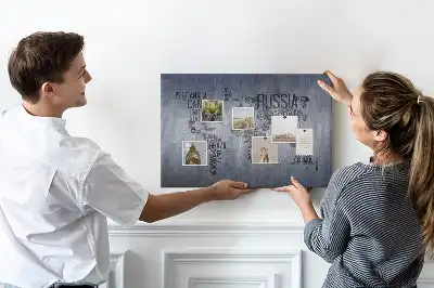 Korková nástenka Mapa sveta s titulkami