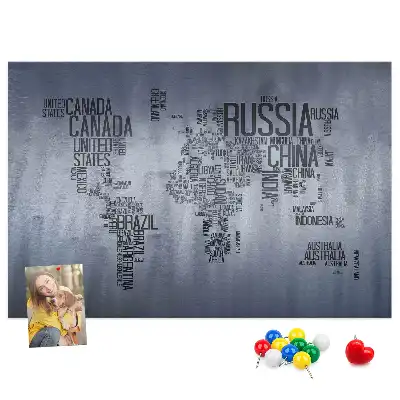 Korková nástenka Krajiny sveta z písmen