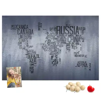 Korková nástenka Mapa sveta s titulkami