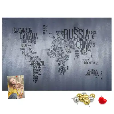 Korková nástenka Mapa sveta s titulkami