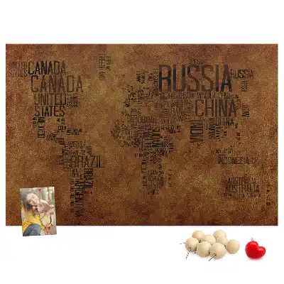 Nástenka do detskej izby s mapou sveta a názvami krajín